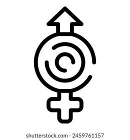 Icono de diversidad de género delinea el Vector. Oportunidades para mujeres y hombres. Igualdad de derechos y empoderamiento