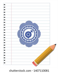 gender dysphoria icon draw with pen effect. Blue ink. Vector Illustration. Detailed.