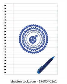 gender dysphoria icon draw (pen strokes). Blue ink. Vector Illustration. Detailed. 