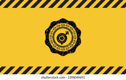 gender dysphoria icon grunge black emblem with yellow background, warning sign. Vector Illustration. Detailed.