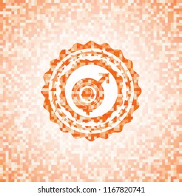 gender dysphoria icon inside abstract emblem, orange mosaic background