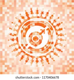 gender dysphoria icon inside abstract emblem, orange mosaic background