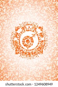 gender dysphoria icon inside abstract orange mosaic emblem with background