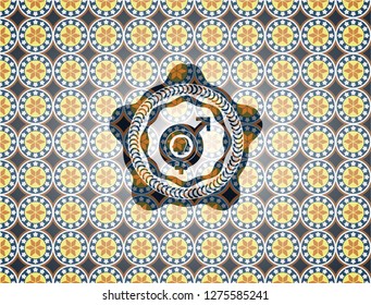 gender dysphoria icon inside arabesque emblem. arabic decoration.
