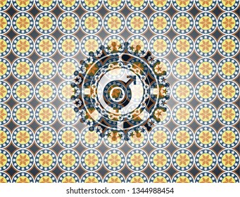 gender dysphoria icon inside arabesque emblem. arabic decoration.