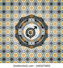 gender dysphoria icon inside arabesque emblem. arabic decoration.