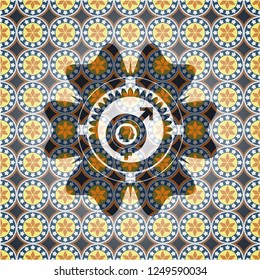 gender dysphoria icon inside arabic style emblem. Arabesque decoration.