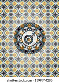 gender dysphoria icon inside arabic badge background. Arabesque decoration.