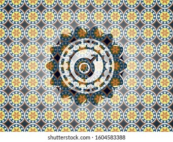 gender dysphoria icon inside arabic emblem background. Arabesque decoration.