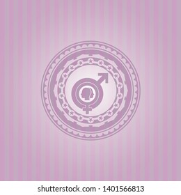 gender dysphoria icon inside badge with pink background