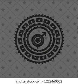 gender dysphoria icon inside black emblem. Vintage.