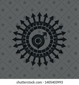 gender dysphoria icon inside black emblem. Vintage.