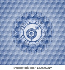 gender dysphoria icon inside blue polygonal badge.