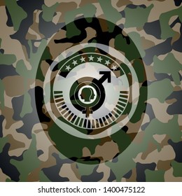 gender dysphoria icon inside camo texture