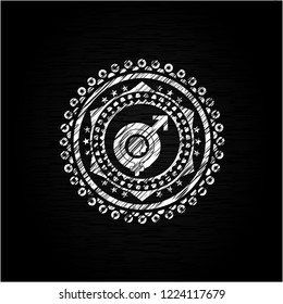 gender dysphoria icon inside chalkboard emblem on black board