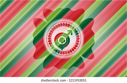 gender dysphoria icon inside christmas style badge..
