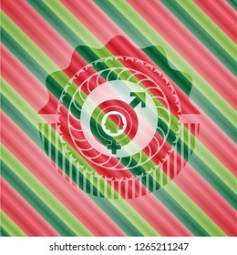 gender dysphoria icon inside christmas emblem background.