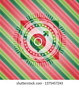 gender dysphoria icon inside christmas emblem.