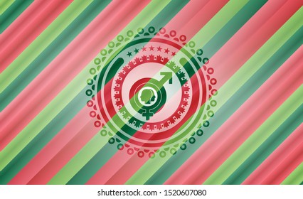 gender dysphoria icon inside christmas badge.