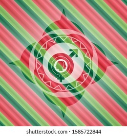 gender dysphoria icon inside christmas colors style badge.