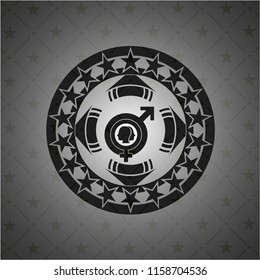 gender dysphoria icon inside dark emblem. Retro