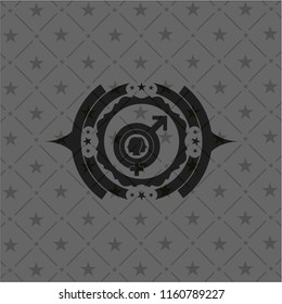 gender dysphoria icon inside dark badge or emblem