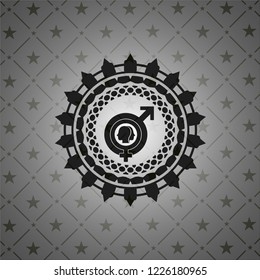 gender dysphoria icon inside dark emblem. Retro