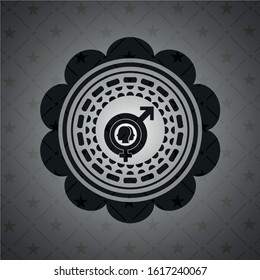 gender dysphoria icon inside dark badge or emblem