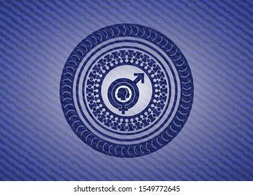 gender dysphoria icon inside emblem with denim high quality background