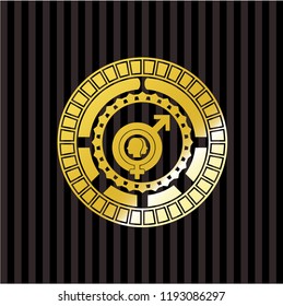gender dysphoria icon inside gold badge or emblem