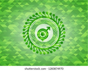 gender dysphoria icon inside green mosaic emblem