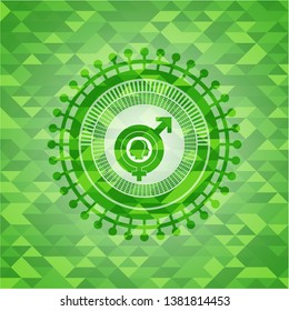 gender dysphoria icon inside green mosaic emblem