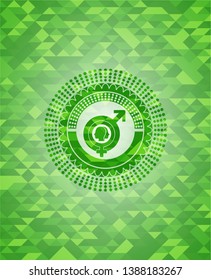 gender dysphoria icon inside green mosaic emblem