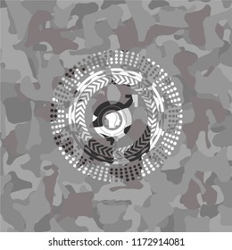 gender dysphoria icon inside grey camo emblem