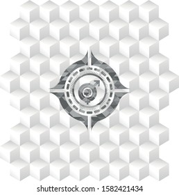 gender dysphoria icon inside grey emblem. Retro with geometric cube white background