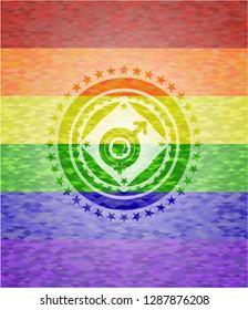 gender dysphoria icon inside lgbt colors emblem 