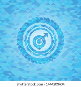 gender dysphoria icon inside light blue mosaic emblem