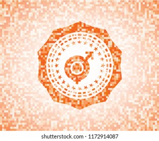 gender dysphoria icon inside orange mosaic emblem