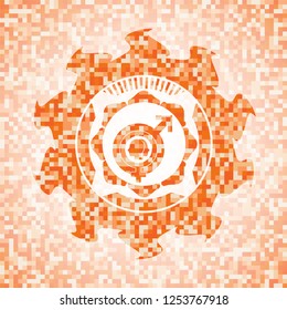 gender dysphoria icon inside orange mosaic emblem with background