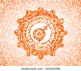 gender dysphoria icon inside orange mosaic emblem with background