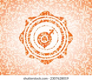 icono de disforia de género dentro del emblema del mosaico naranja con fondo. 