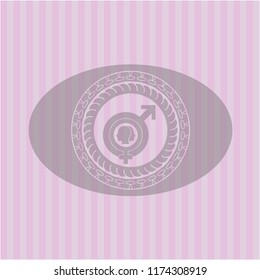 gender dysphoria icon inside pink emblem. Retro