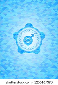 gender dysphoria icon inside realistic sky blue mosaic emblem