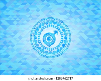 gender dysphoria icon inside realistic light blue emblem. Mosaic background