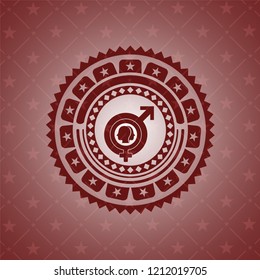 gender dysphoria icon inside red emblem. Vintage.