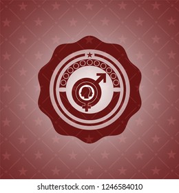 gender dysphoria icon inside red emblem. Vintage.