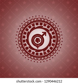 gender dysphoria icon inside red emblem. Vintage.