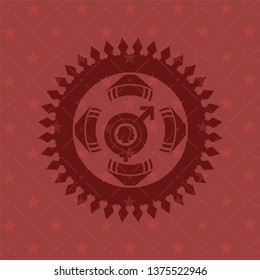 gender dysphoria icon inside red emblem. Retro