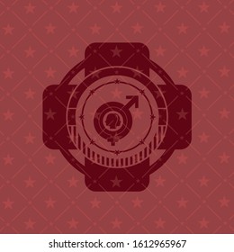 gender dysphoria icon inside red emblem