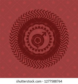 gender dysphoria icon inside retro style red emblem